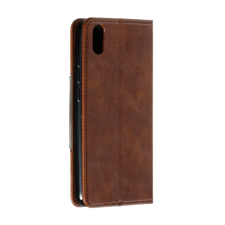 For Xiaomi Redmi 7A Splicing Color Magnetic Hem Horizontal Flip Leather Case with Holder & Card Slots
