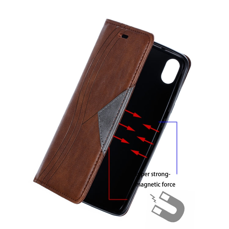 For Xiaomi Redmi 7A Splicing Color Magnetic Hem Horizontal Flip Leather Case with Holder & Card Slots