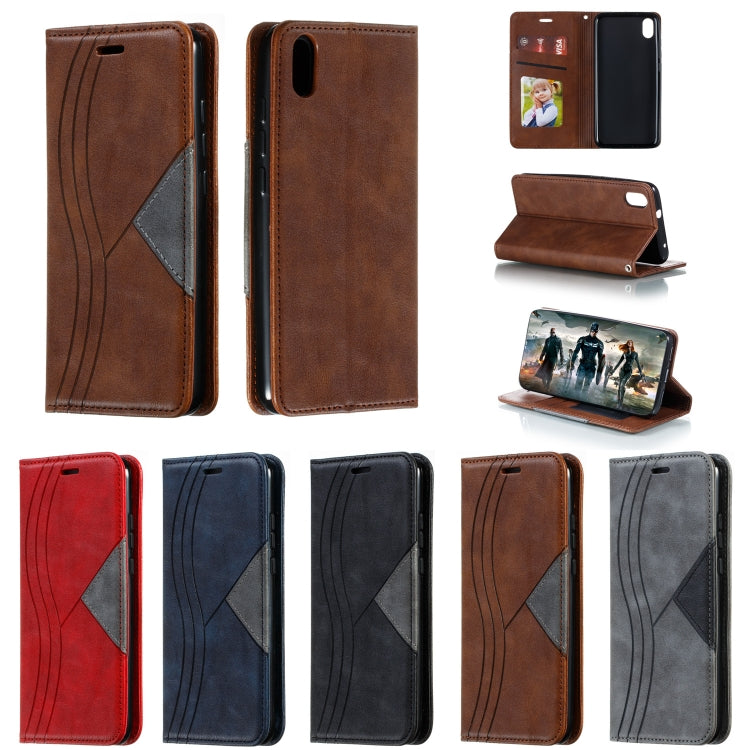 For Xiaomi Redmi 7A Splicing Color Magnetic Hem Horizontal Flip Leather Case with Holder & Card Slots