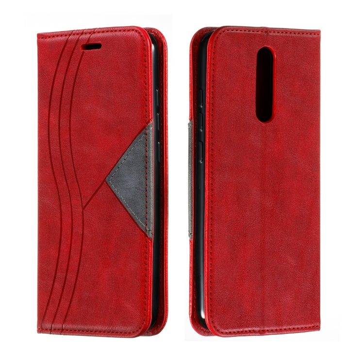 For Xiaomi Redmi 8 Splicing Color Magnetic Hem Horizontal Flip Leather Case with Holder & Card Slots