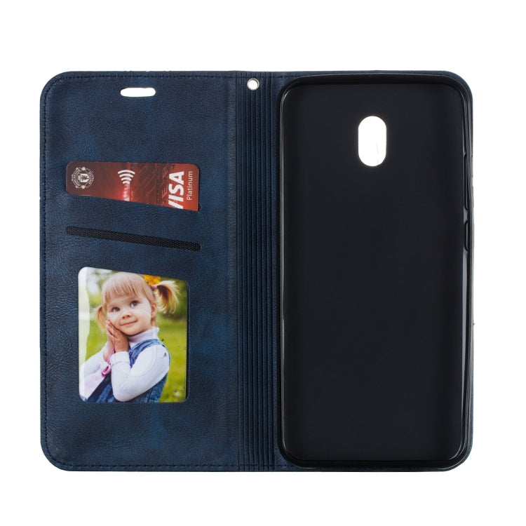 For Xiaomi Redmi 8A Splicing Color Magnetic Hem Horizontal Flip Leather Case with Holder & Card Slots