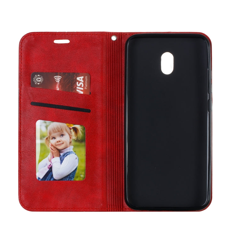 For Xiaomi Redmi 8A Splicing Color Magnetic Hem Horizontal Flip Leather Case with Holder & Card Slots