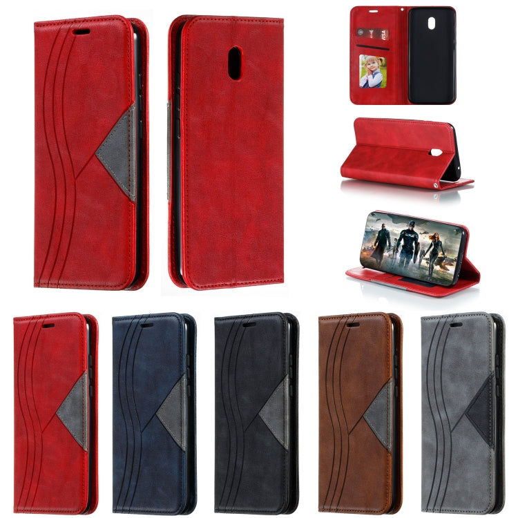 For Xiaomi Redmi 8A Splicing Color Magnetic Hem Horizontal Flip Leather Case with Holder & Card Slots