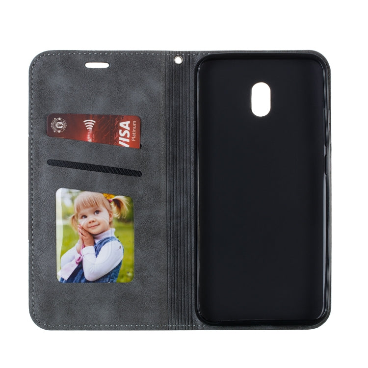 For Xiaomi Redmi 8A Splicing Color Magnetic Hem Horizontal Flip Leather Case with Holder & Card Slots