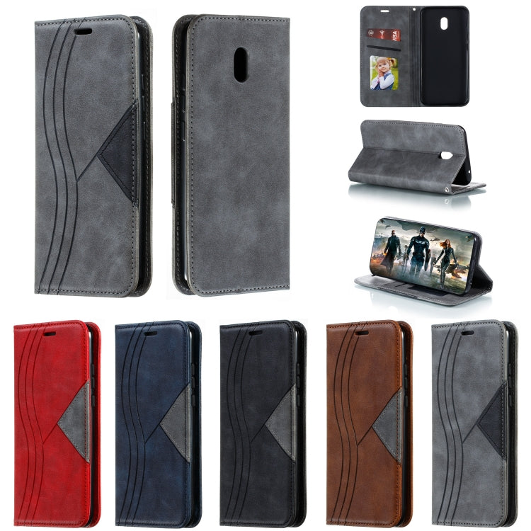 For Xiaomi Redmi 8A Splicing Color Magnetic Hem Horizontal Flip Leather Case with Holder & Card Slots