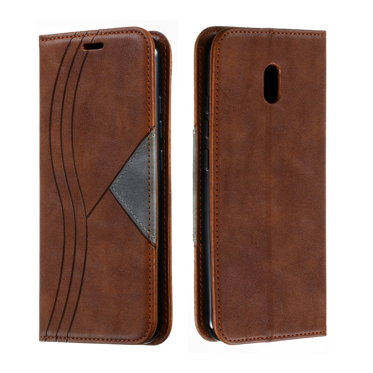 For Xiaomi Redmi 8A Splicing Color Magnetic Hem Horizontal Flip Leather Case with Holder & Card Slots