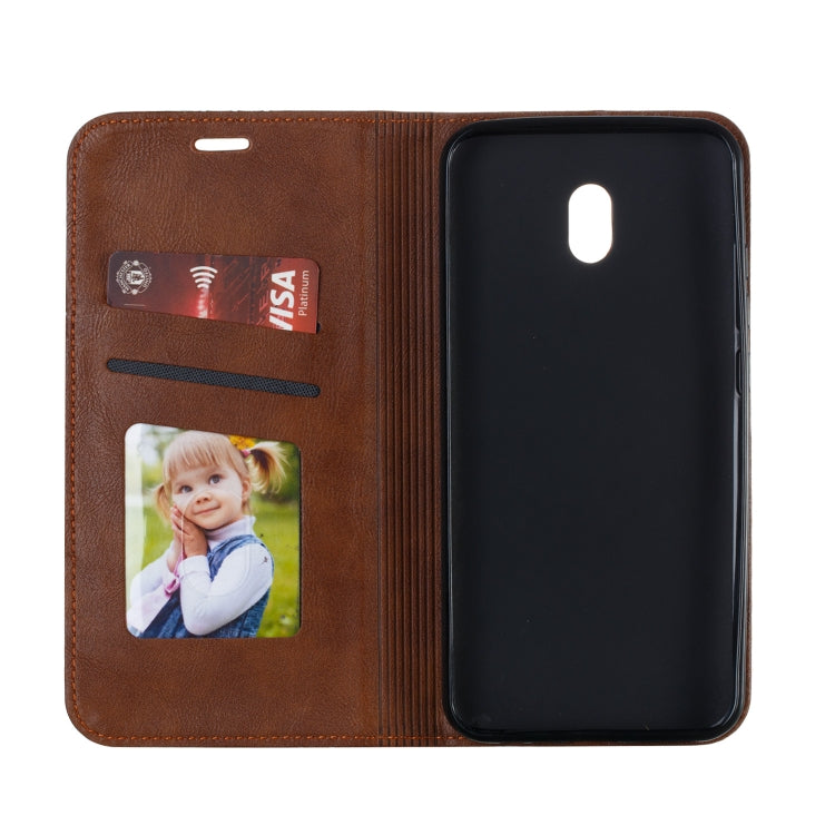 For Xiaomi Redmi 8A Splicing Color Magnetic Hem Horizontal Flip Leather Case with Holder & Card Slots