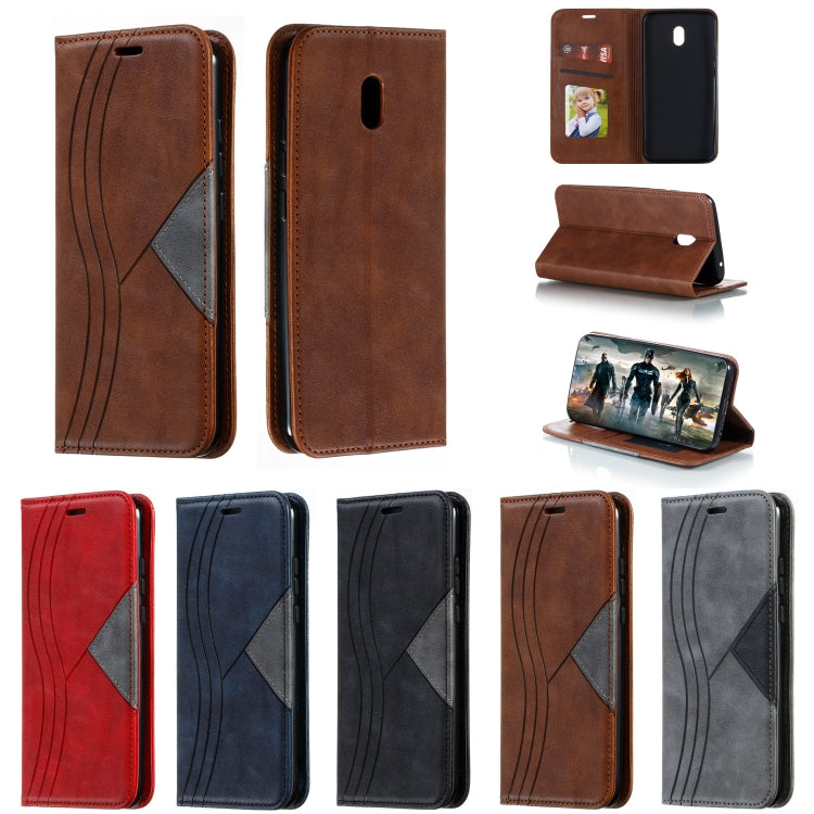 For Xiaomi Redmi 8A Splicing Color Magnetic Hem Horizontal Flip Leather Case with Holder & Card Slots