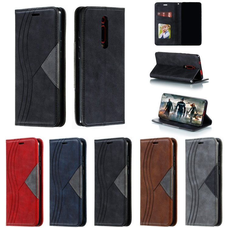 For Xiaomi Redmi K20/K20 Pro/Mi 9T Splicing Color Magnetic Hem Horizontal Flip Leather Case with Holder & Card Slots