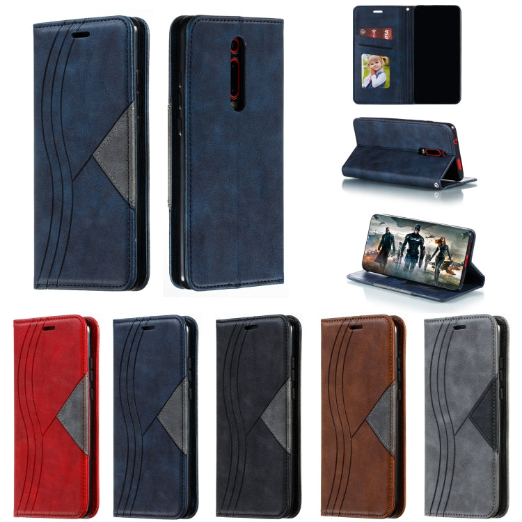 For Xiaomi Redmi K20/K20 Pro/Mi 9T Splicing Color Magnetic Hem Horizontal Flip Leather Case with Holder & Card Slots