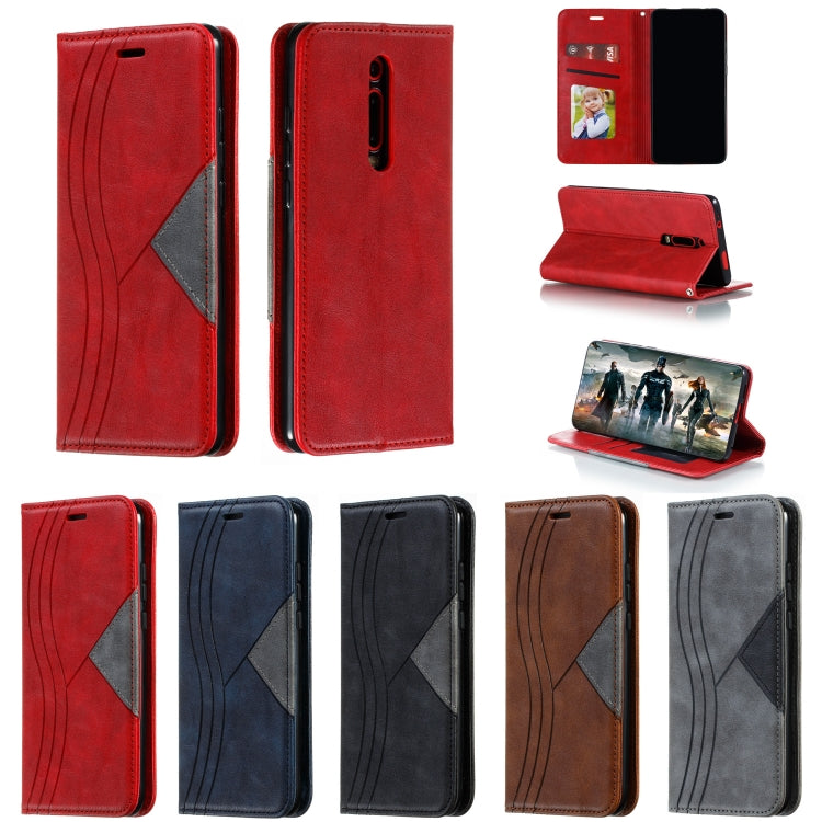 For Xiaomi Redmi K20/K20 Pro/Mi 9T Splicing Color Magnetic Hem Horizontal Flip Leather Case with Holder & Card Slots