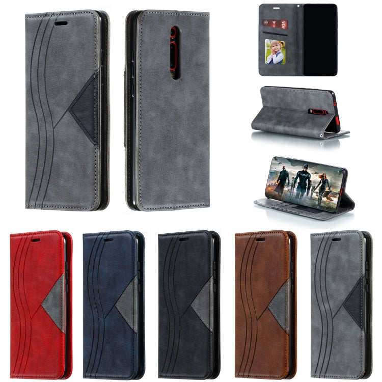 For Xiaomi Redmi K20/K20 Pro/Mi 9T Splicing Color Magnetic Hem Horizontal Flip Leather Case with Holder & Card Slots