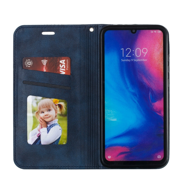 For Xiaomi Redmi Note 7 Splicing Color Magnetic Hem Horizontal Flip Leather Case with Holder & Card Slots