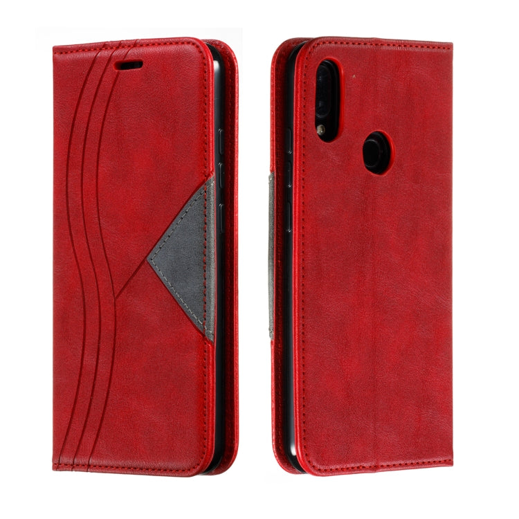 For Xiaomi Redmi Note 7 Splicing Color Magnetic Hem Horizontal Flip Leather Case with Holder & Card Slots