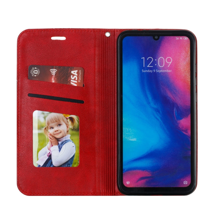 For Xiaomi Redmi Note 7 Splicing Color Magnetic Hem Horizontal Flip Leather Case with Holder & Card Slots