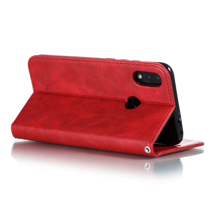 For Xiaomi Redmi Note 7 Splicing Color Magnetic Hem Horizontal Flip Leather Case with Holder & Card Slots