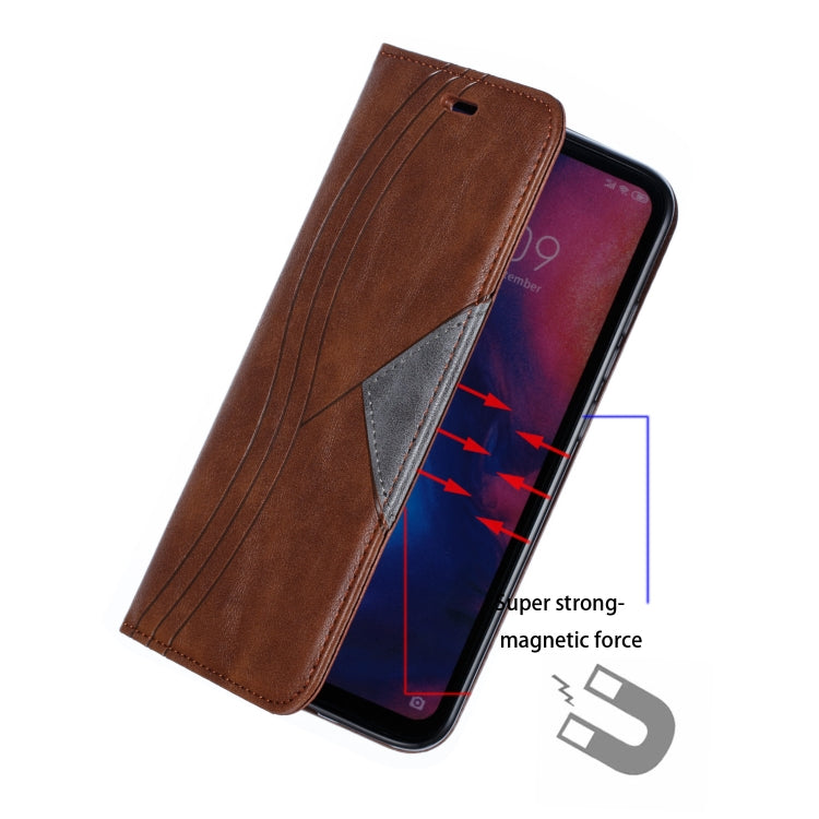 For Xiaomi Redmi Note 7 Splicing Color Magnetic Hem Horizontal Flip Leather Case with Holder & Card Slots
