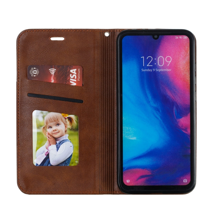 For Xiaomi Redmi Note 7 Splicing Color Magnetic Hem Horizontal Flip Leather Case with Holder & Card Slots
