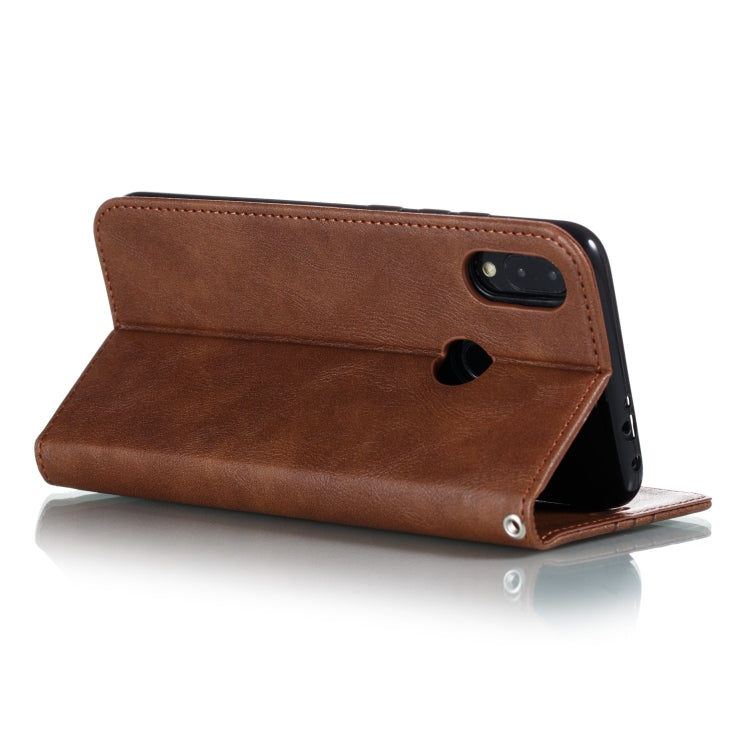 For Xiaomi Redmi Note 7 Splicing Color Magnetic Hem Horizontal Flip Leather Case with Holder & Card Slots