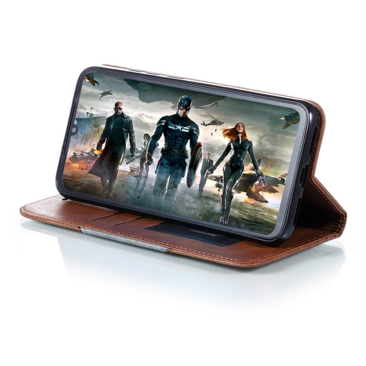 For Xiaomi Redmi Note 7 Splicing Color Magnetic Hem Horizontal Flip Leather Case with Holder & Card Slots