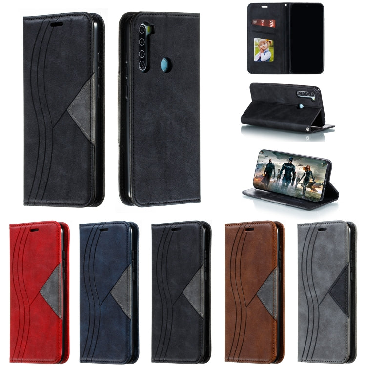 For Xiaomi Redmi Note 8 Splicing Color Magnetic Hem Horizontal Flip Leather Case with Holder & Card Slots