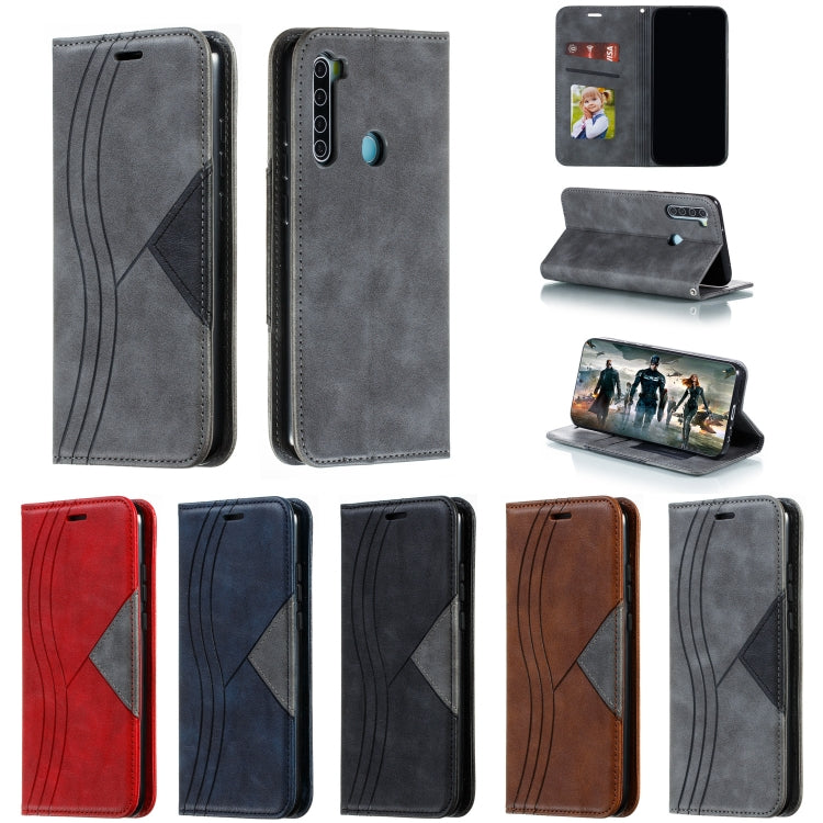 For Xiaomi Redmi Note 8 Splicing Color Magnetic Hem Horizontal Flip Leather Case with Holder & Card Slots