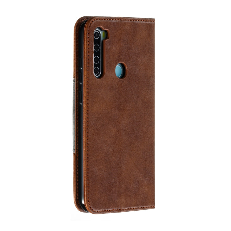 For Xiaomi Redmi Note 8 Splicing Color Magnetic Hem Horizontal Flip Leather Case with Holder & Card Slots