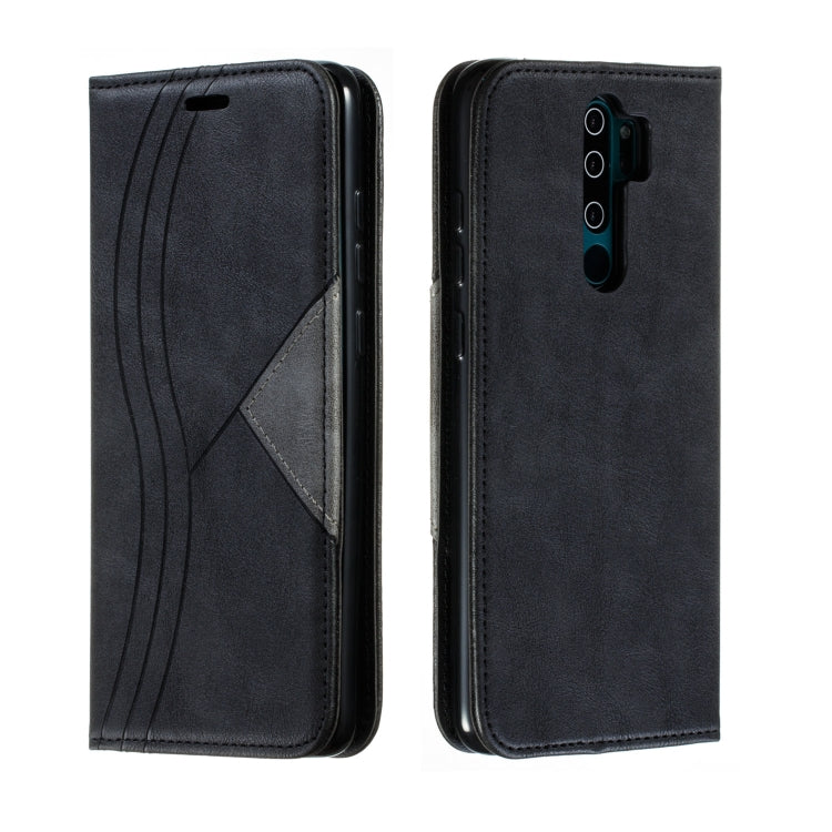 For Xiaomi Redmi Note 8 Pro Splicing Color Magnetic Hem Horizontal Flip Leather Case with Holder & Card Slots