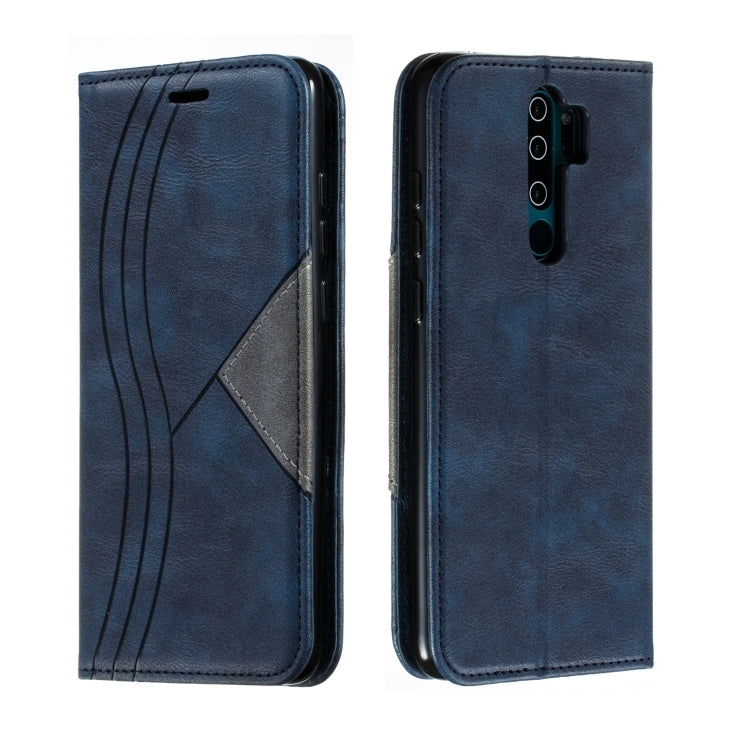 For Xiaomi Redmi Note 8 Pro Splicing Color Magnetic Hem Horizontal Flip Leather Case with Holder & Card Slots