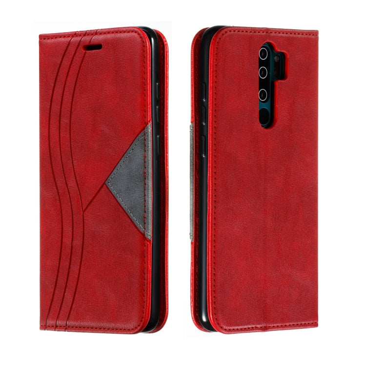 For Xiaomi Redmi Note 8 Pro Splicing Color Magnetic Hem Horizontal Flip Leather Case with Holder & Card Slots