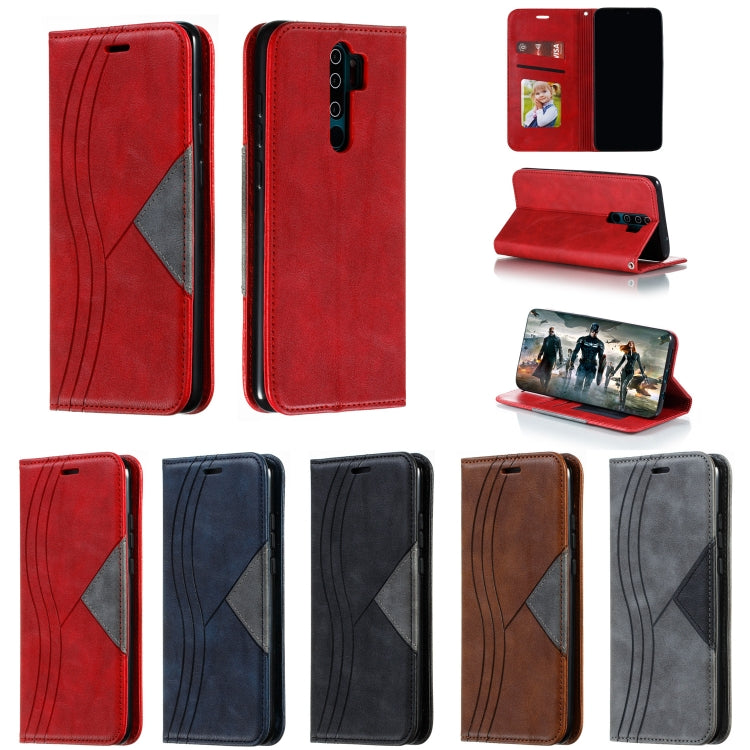 For Xiaomi Redmi Note 8 Pro Splicing Color Magnetic Hem Horizontal Flip Leather Case with Holder & Card Slots