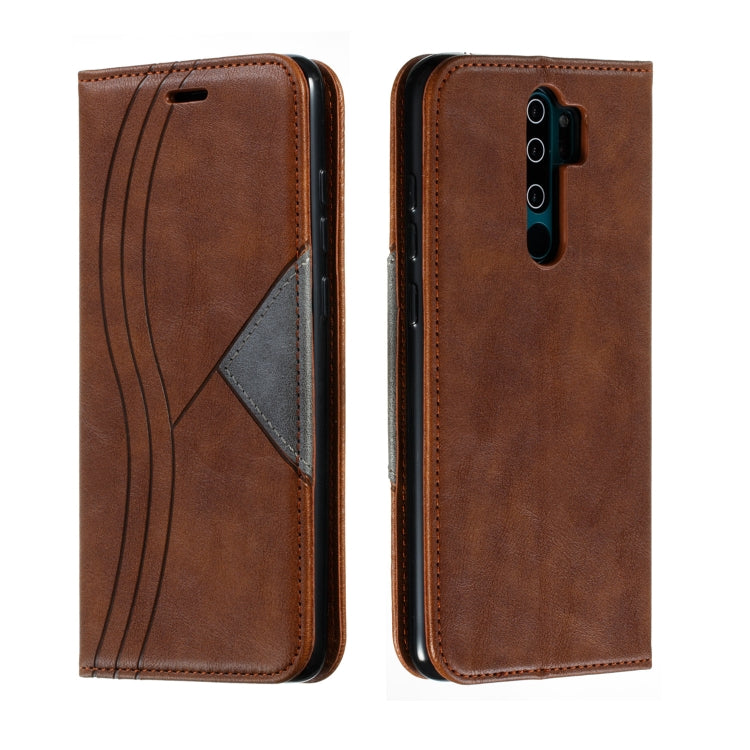 For Xiaomi Redmi Note 8 Pro Splicing Color Magnetic Hem Horizontal Flip Leather Case with Holder & Card Slots