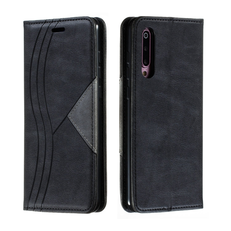 For Xiaomi 9 Pro Splicing Color Magnetic Hem Horizontal Flip Leather Case with Holder & Card Slots