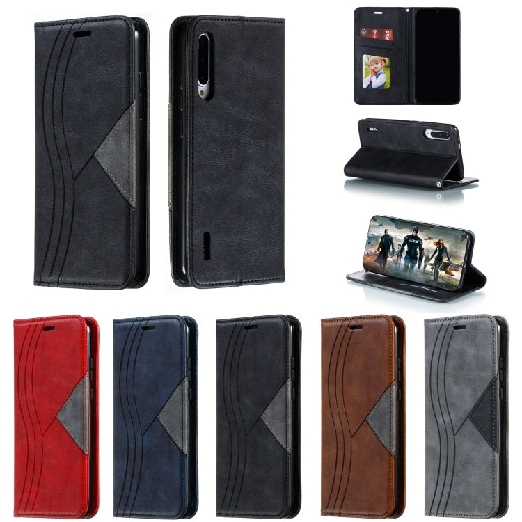 For Xiaomi Mi CC9e / Mi A3 Splicing Color Magnetic Hem Horizontal Flip Leather Case with Holder & Card Slots