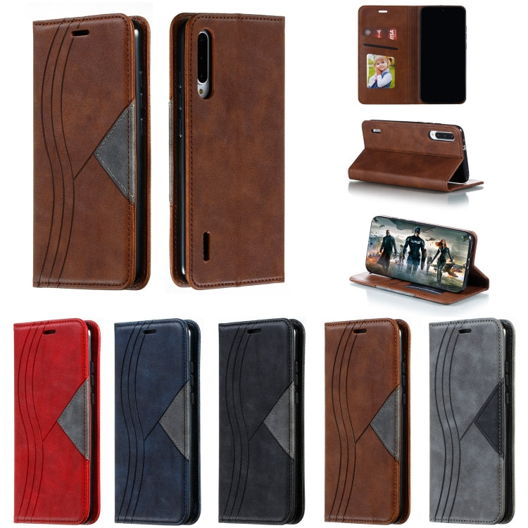 For Xiaomi Mi CC9e / Mi A3 Splicing Color Magnetic Hem Horizontal Flip Leather Case with Holder & Card Slots