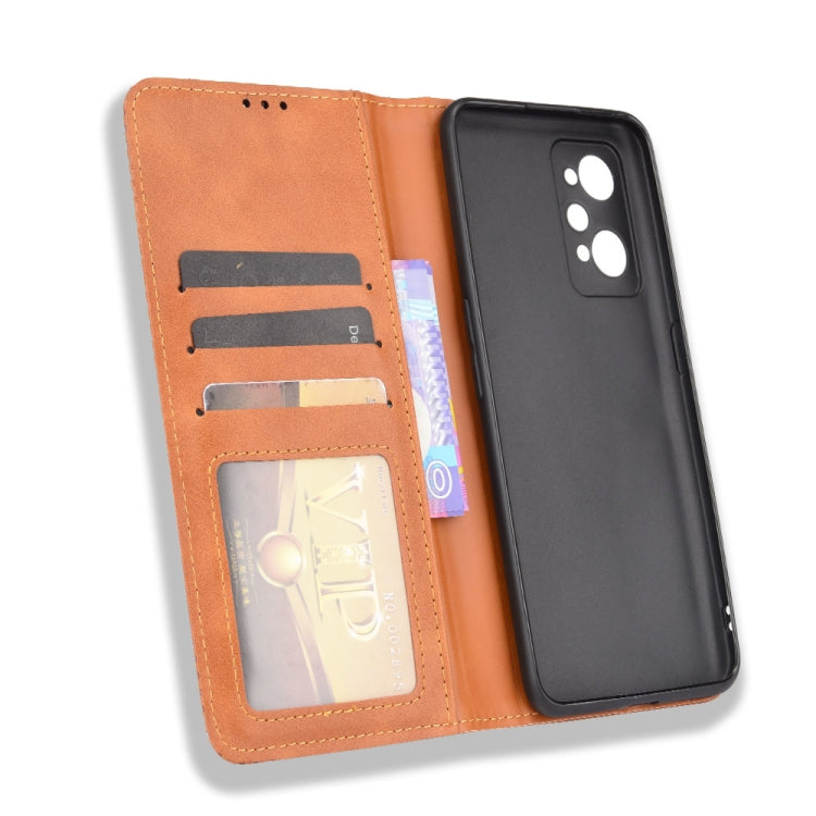 For OPPO Realme GT Neo2 Magnetic Buckle Retro Crazy Horse Texture Horizontal Flip Phone Leather Case with Holder & Card Slots & Photo Frame