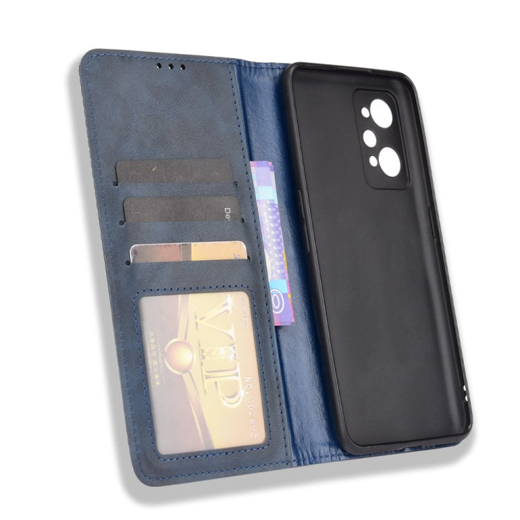 For OPPO Realme GT Neo2 Magnetic Buckle Retro Crazy Horse Texture Horizontal Flip Phone Leather Case with Holder & Card Slots & Photo Frame