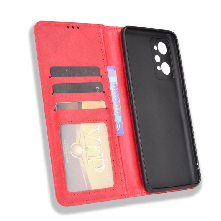 For OPPO Realme GT Neo2 Magnetic Buckle Retro Crazy Horse Texture Horizontal Flip Phone Leather Case with Holder & Card Slots & Photo Frame