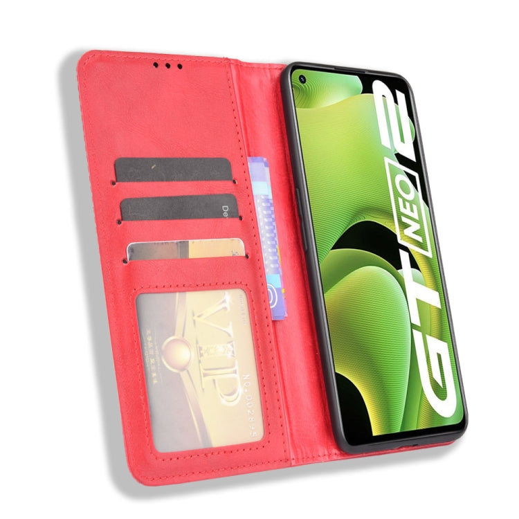 For OPPO Realme GT Neo2 Magnetic Buckle Retro Crazy Horse Texture Horizontal Flip Phone Leather Case with Holder & Card Slots & Photo Frame