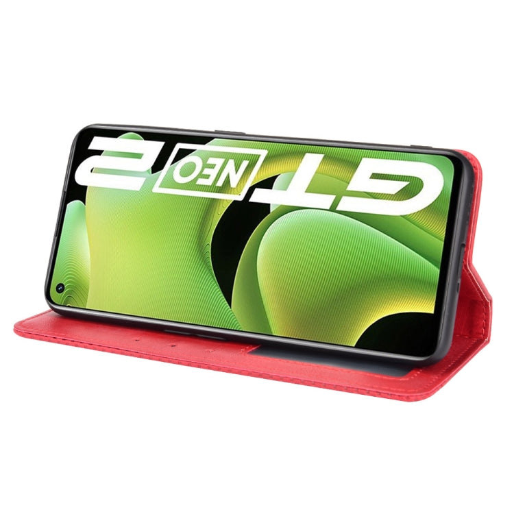 For OPPO Realme GT Neo2 Magnetic Buckle Retro Crazy Horse Texture Horizontal Flip Phone Leather Case with Holder & Card Slots & Photo Frame