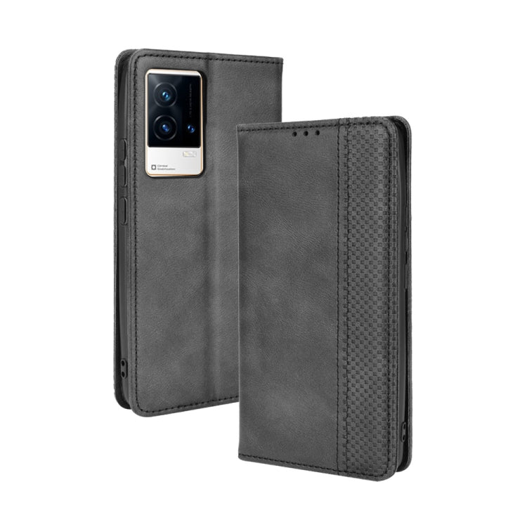 For vivo iQOO 8 Magnetic Buckle Retro Crazy Horse Texture Horizontal Flip Phone Leather Case with Holder & Card Slots & Photo Frame