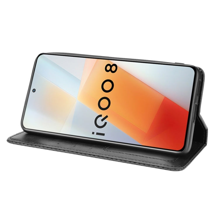 For vivo iQOO 8 Magnetic Buckle Retro Crazy Horse Texture Horizontal Flip Phone Leather Case with Holder & Card Slots & Photo Frame