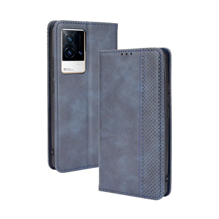 For vivo iQOO 8 Magnetic Buckle Retro Crazy Horse Texture Horizontal Flip Phone Leather Case with Holder & Card Slots & Photo Frame