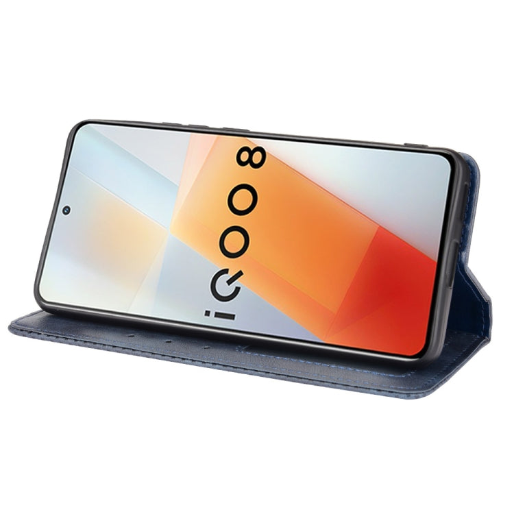 For vivo iQOO 8 Magnetic Buckle Retro Crazy Horse Texture Horizontal Flip Phone Leather Case with Holder & Card Slots & Photo Frame