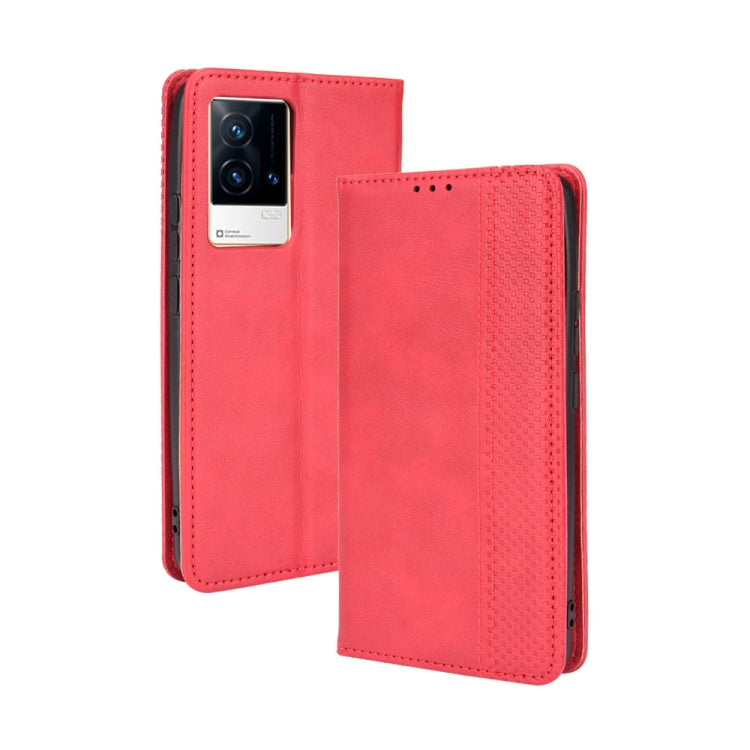 For vivo iQOO 8 Magnetic Buckle Retro Crazy Horse Texture Horizontal Flip Phone Leather Case with Holder & Card Slots & Photo Frame