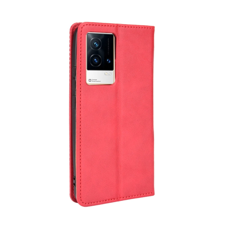 For vivo iQOO 8 Magnetic Buckle Retro Crazy Horse Texture Horizontal Flip Phone Leather Case with Holder & Card Slots & Photo Frame