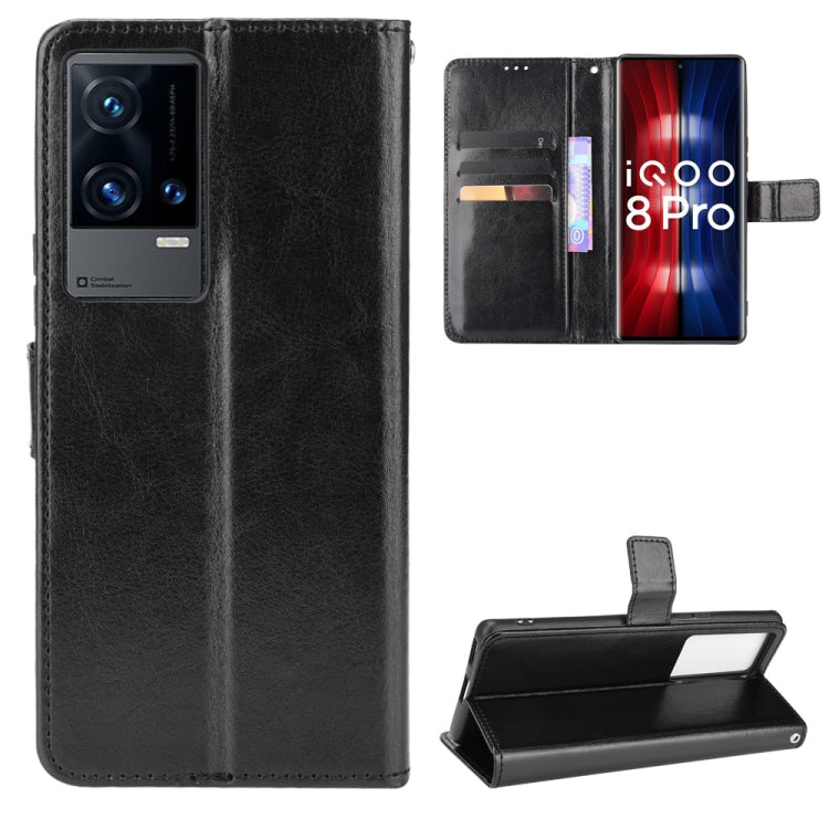 For vivo iQOO 8 Pro Crazy Horse Texture Horizontal Flip Phone Leather Case with Holder & Card Slots & Lanyard