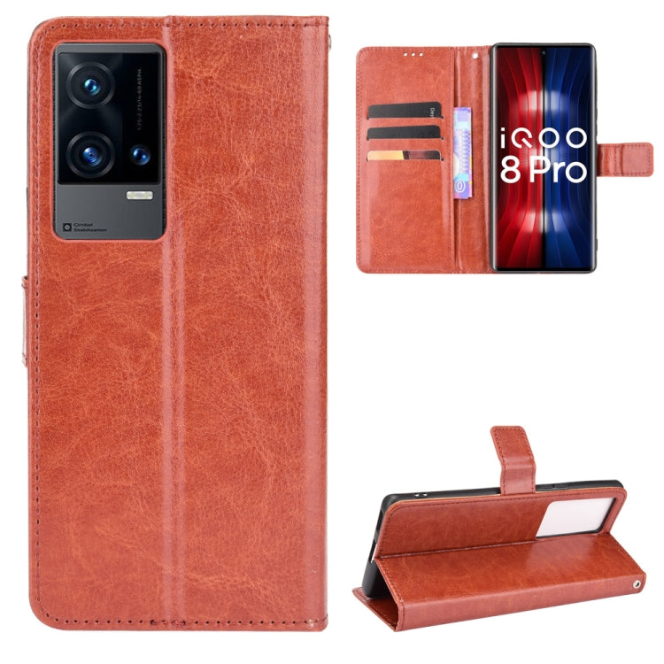 For vivo iQOO 8 Pro Crazy Horse Texture Horizontal Flip Phone Leather Case with Holder & Card Slots & Lanyard