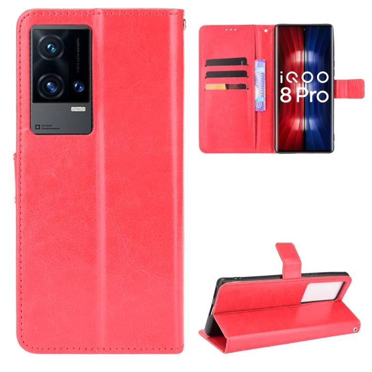 For vivo iQOO 8 Pro Crazy Horse Texture Horizontal Flip Phone Leather Case with Holder & Card Slots & Lanyard
