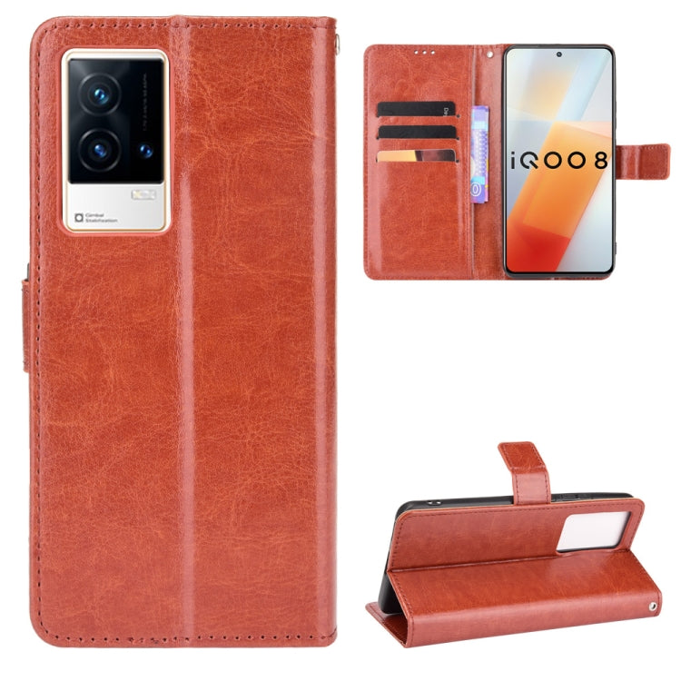 For vivo iQOO 8 Crazy Horse Texture Horizontal Flip Phone Leather Case with Holder & Card Slots & Lanyard